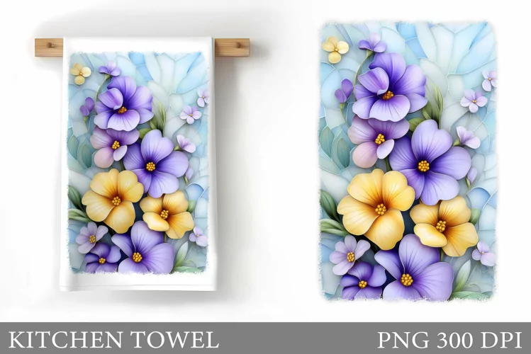 Flowers Kitchen Towel. Floral Kitchen Towel Design