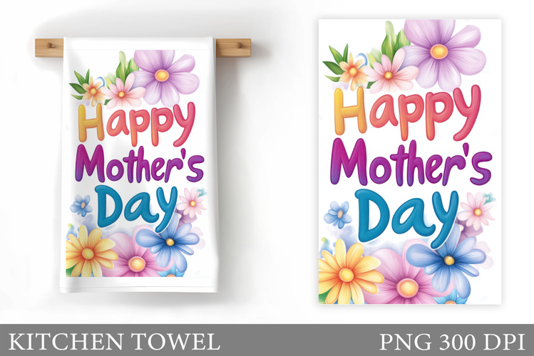 Mother's Day Kitchen Towel. Flowers Kitchen Towel Design