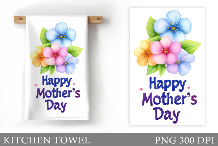 Mother's Day Kitchen Towel. Flowers Kitchen Towel Design