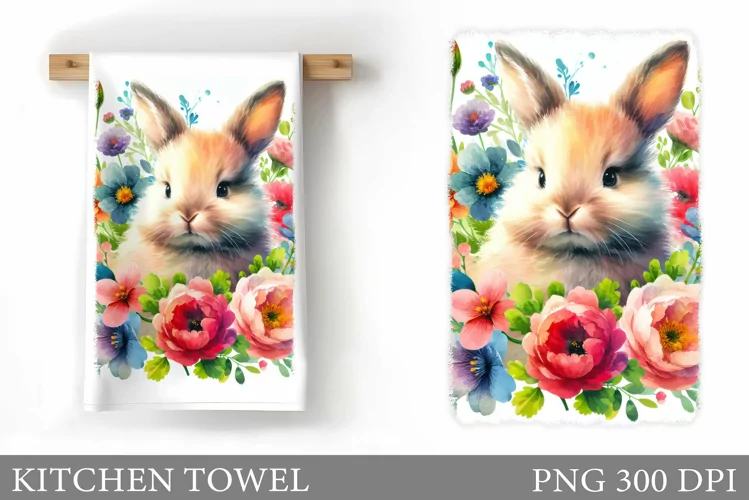 Cute Bunny Kitchen Towel. Bunny Kitchen Towel Sublimation