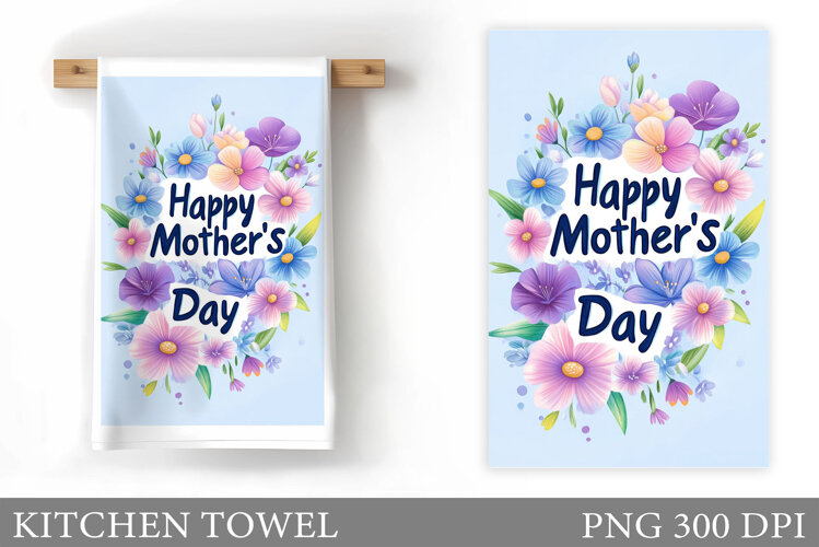 Mother's Day Kitchen Towel. Floral Kitchen Towel Sublimation example image 1