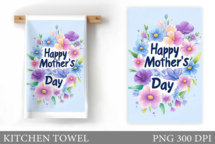 Mother's Day Kitchen Towel. Floral Kitchen Towel Sublimation