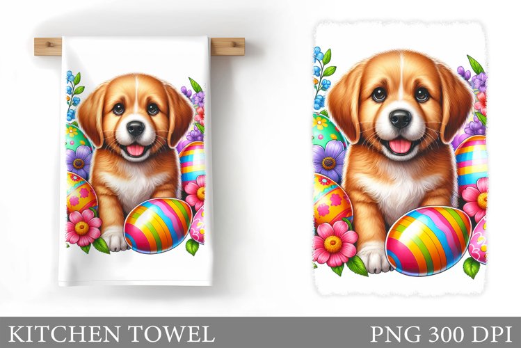 Easter Dog Kitchen Towel . Easter Kitchen Towel Design