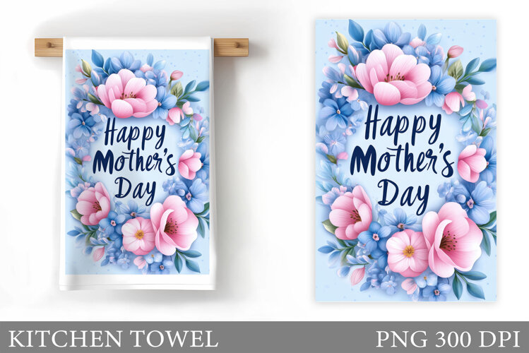 Mother's Day Kitchen Towel. Flowers Kitchen Towel Design example image 1