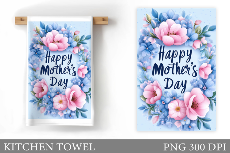 Mother's Day Kitchen Towel. Flowers Kitchen Towel Design