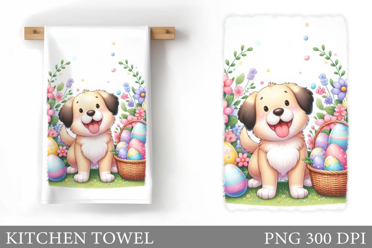 Easter Dog Kitchen Towel . Easter Kitchen Towel Design