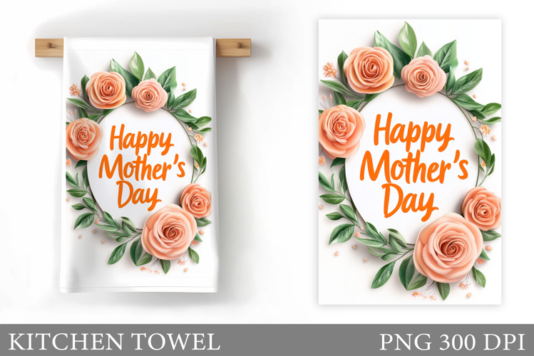 Mother's Day Kitchen Towel. Floral Kitchen Towel Sublimation