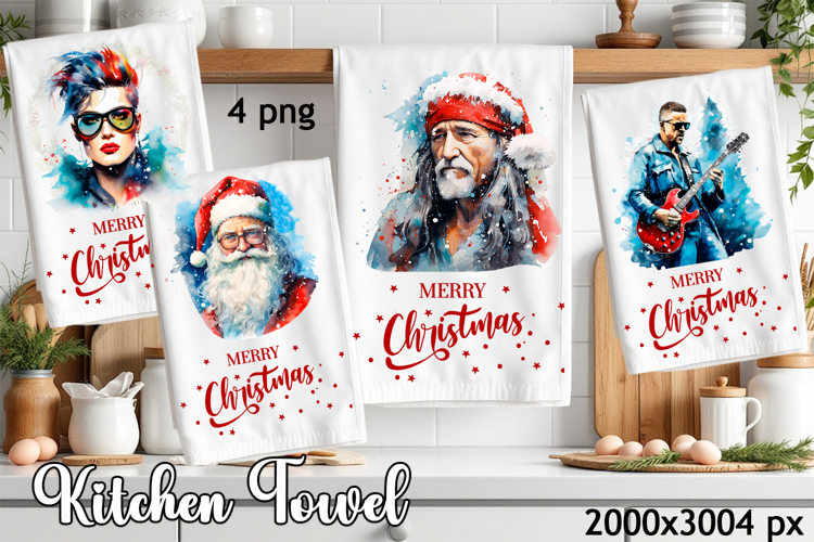 Christmas Kitchen Towel Sublimation Design | Santa Claus