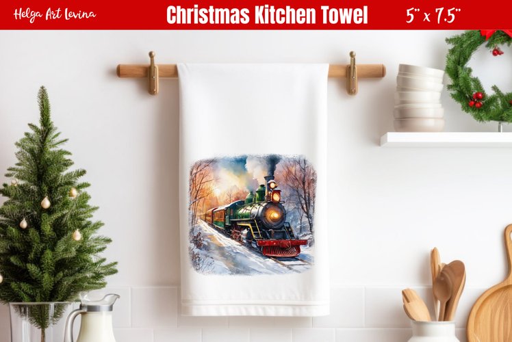 Kitchen Towel Sublimation | Christmas Train