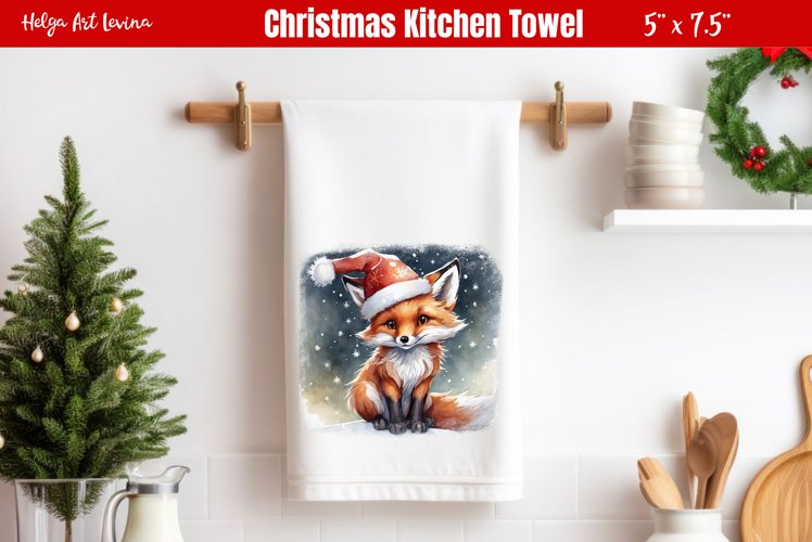 Kitchen Towel Sublimation | Watercolor Fox