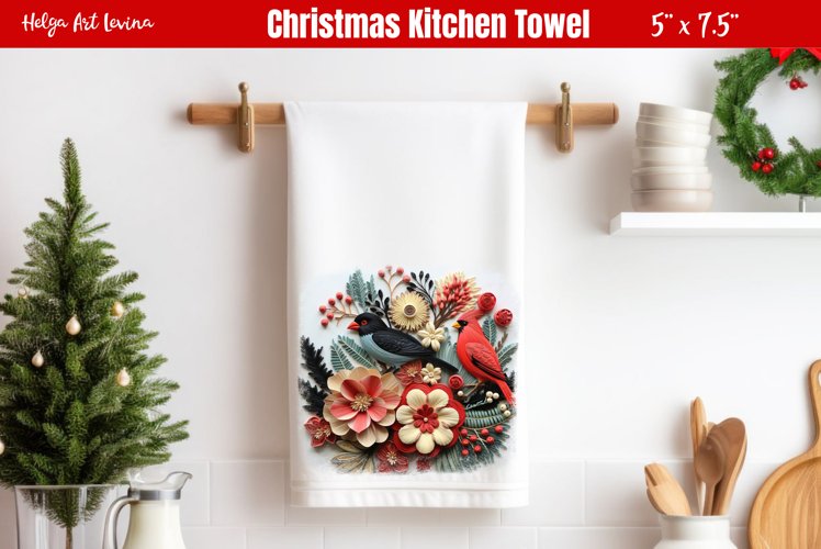 Kitchen Towel Sublimation | 3D Christmas