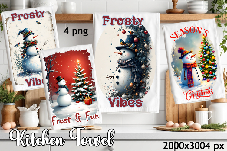 Cozy christmas snowman Sublimation Design for Kitchen Towel