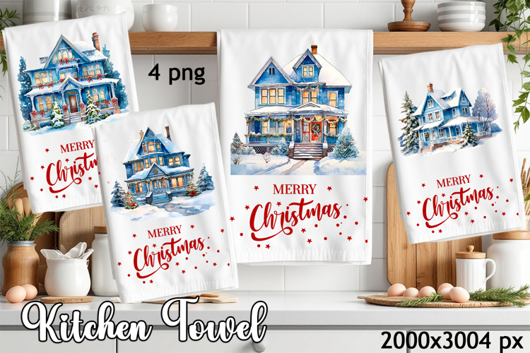 Cozy christmas winter farmhaus Sublimation Design Kitchen