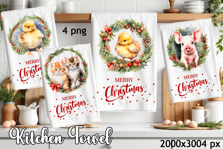 Cozy christmas chicken Sublimation Design for Kitchen Towel example image 1