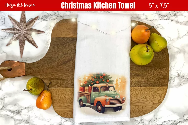 Christmas Kitchen Towel Sublimation | Christmas car