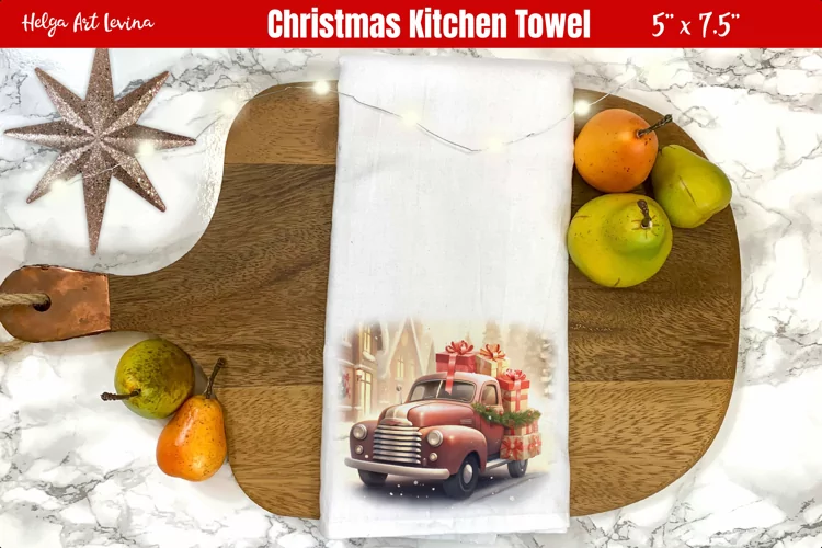 Christmas Kitchen Towel Sublimation | Christmas car