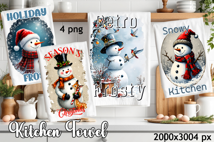 Cozy christmas snowman Sublimation Design for Kitchen Towel