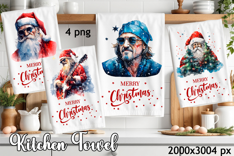 Christmas Kitchen Towel Sublimation Design | Santa Claus