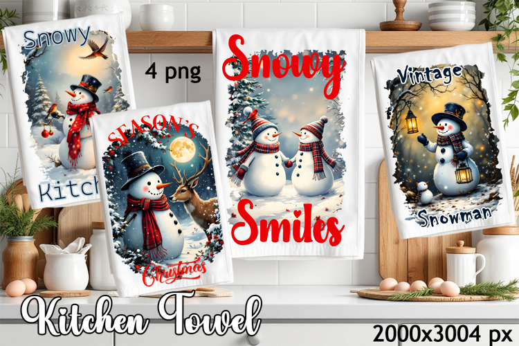 Cozy christmas snowman Sublimation Design for Kitchen Towel