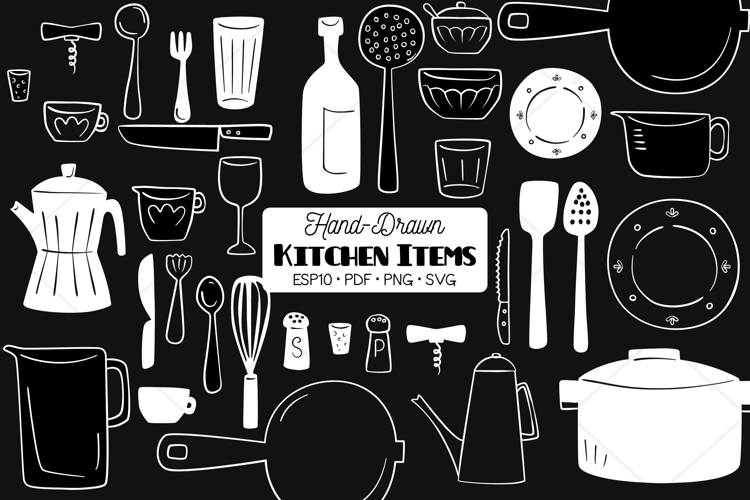 Kitchen items | Hand Drawn Household Cooking Doodles