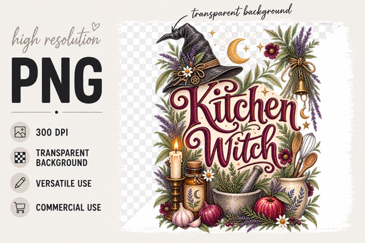 Kitchen Witch PNG Sublimation Design