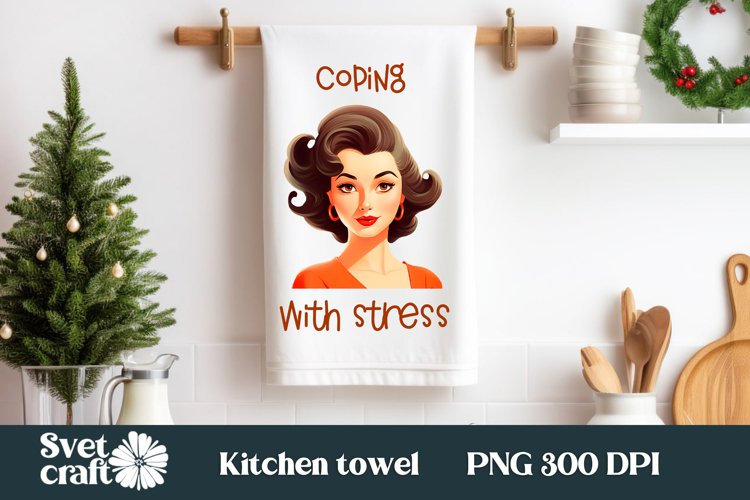 Pin up girl kitchen towel PNG | Retro woman towel PNG design