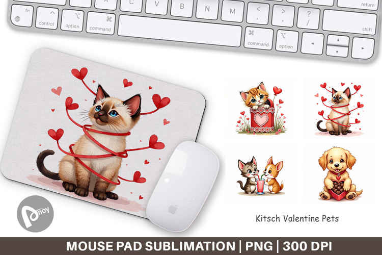 Kitsch Valentine Pets Mouse Pad