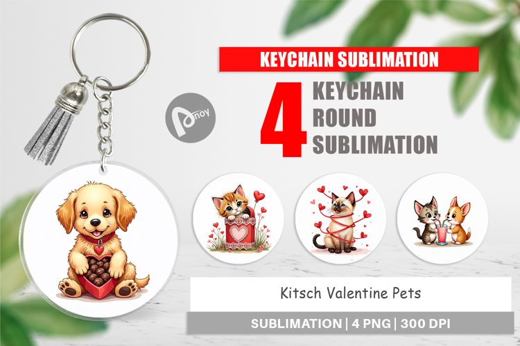 Kitsch Valentine Pets Keychain
