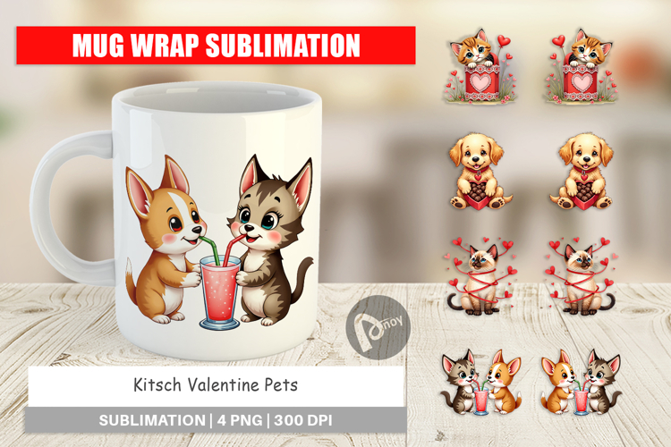 Kitsch Valentine Pets Mug Wrap