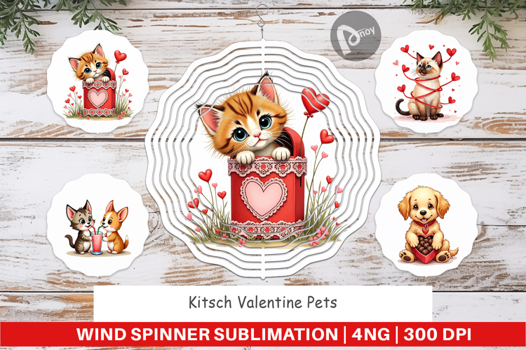 Kitsch Valentine Pets Wind Spinner