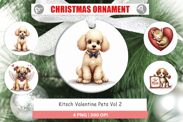 Kitsch Valentine Pets Ornament