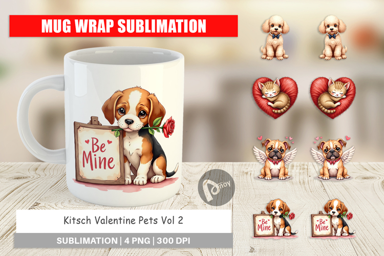 Kitsch Valentine Pets Mug Wrap