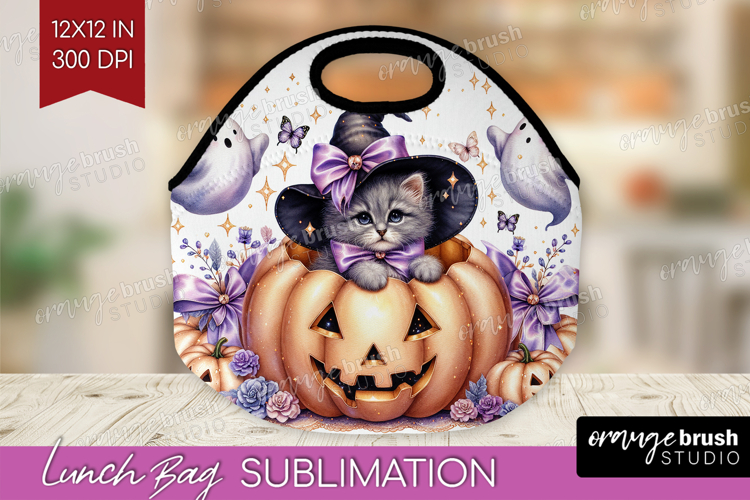 Kitten Halloween Lunch Bag Coquette Lunch Bug PNG