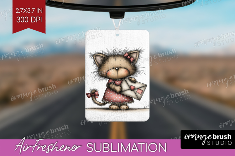Kitten Valentine Air Freshener PNG Whimsical Animal PNG