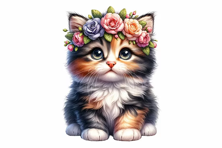 Cute Kitten Spring Clipart Sublimation PNG