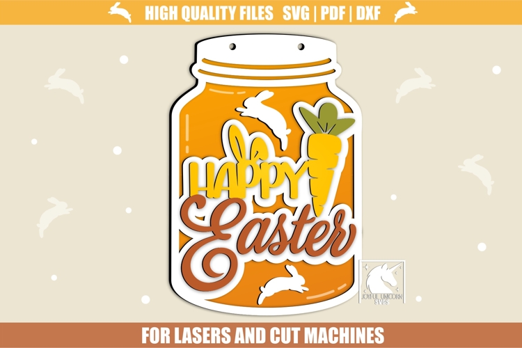 Happy Easter Mason Jar Sign SVG | Easter Bunny Door Sign SVG