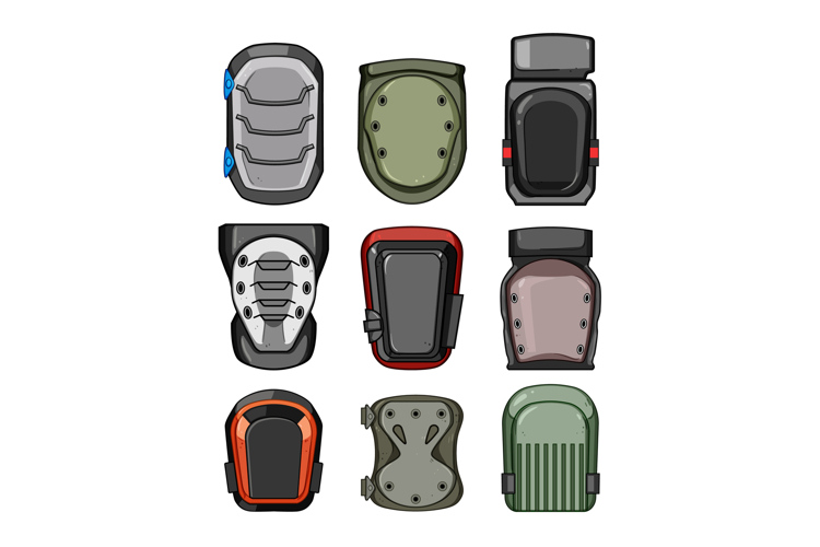 knee pads set cartoon