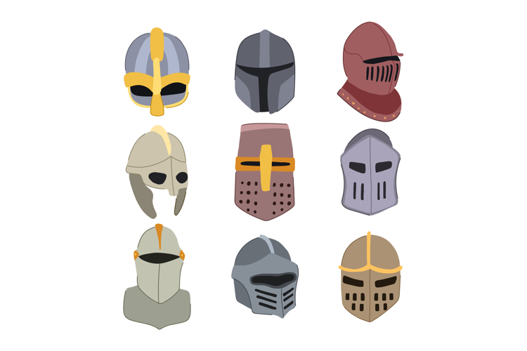 knight helmet set cartoon