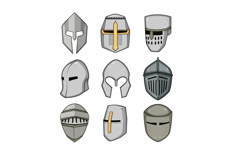 knight helmet set cartoon