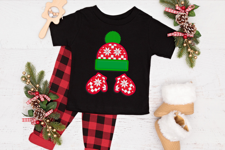 Knit Hat and Mittens Applique Embroidery File