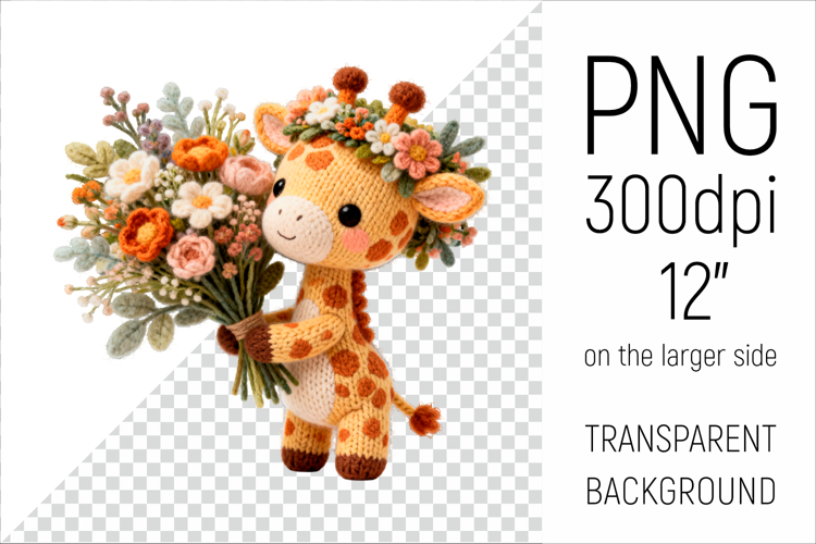 Knitted giraffe with Flowers | Mothers Day Safari Animal