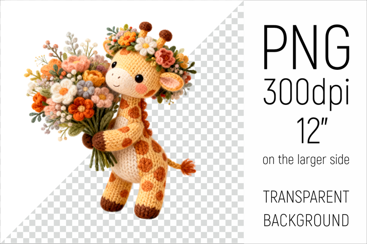 Knitted giraffe with Flowers | Mothers Day Safari Animal