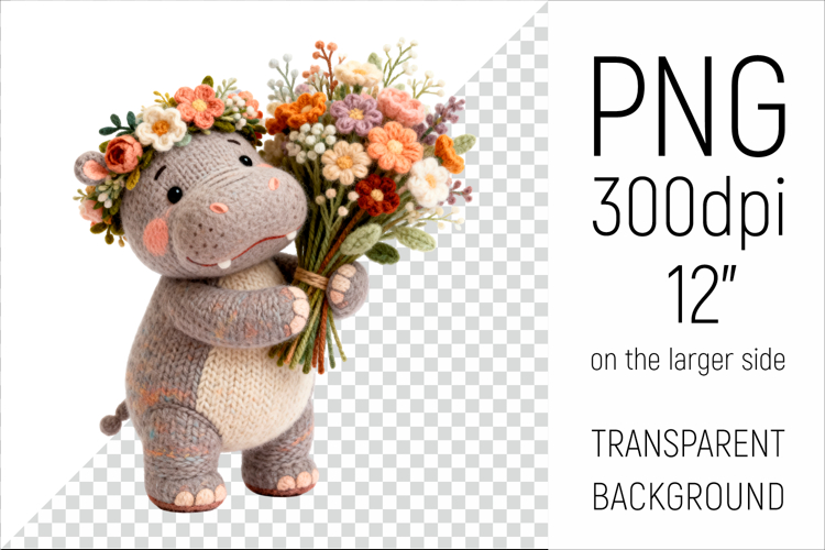 Knitted Baby Hippo with Flowers | Mother’s Day Woodland A