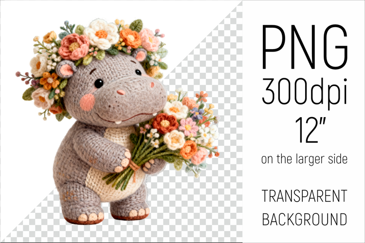 Knitted Baby Hippo with Flowers | Mother’s Day Woodland A