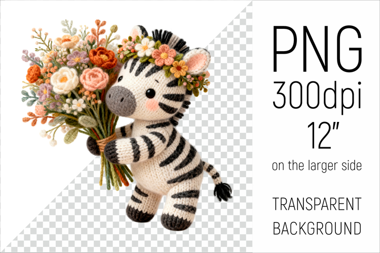 Knitted Baby Zebra with Flowers | Mother’s Day Woodland Anim