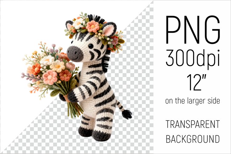Knitted Baby Zebra with Flowers | Mother’s Day Woodland Anim
