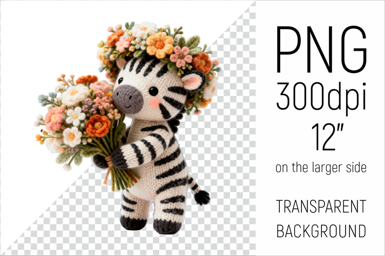 Knitted Baby Zebra with Flowers | Mother’s Day Woodland Anim