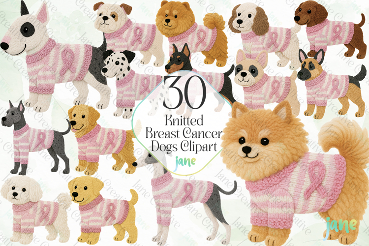 Knitted Breast Cancer Awareness Dogs Bundle