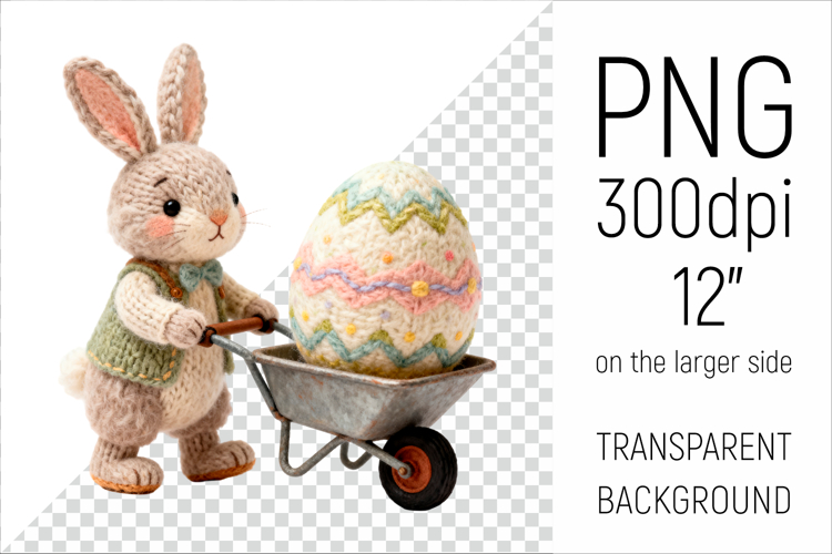Knitted Bunny with Easter Egg | Amigurumi Rabbit Clipart
