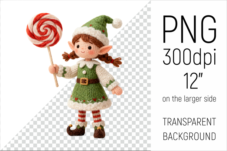 Knitted Christmas Elf Girl| Holiday Gnome with Lollipop